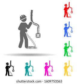 Cable, electric worker multi color style icon. Simple glyph, flat vector of construction people icons for ui and ux, website or mobile application