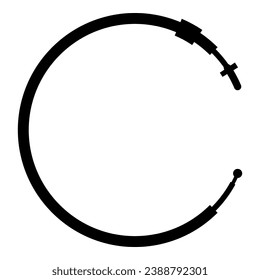 Kabel für Gas-Kupplung Auto ziehen manuelle Transmission Seil Teil Symbol schwarze Vektorgrafik flach einfache Art