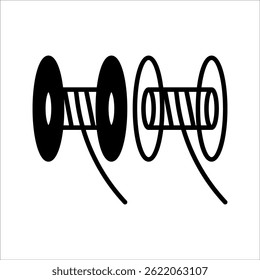 Cable hank isolated icon set, cable roll vector icon with editable stroke