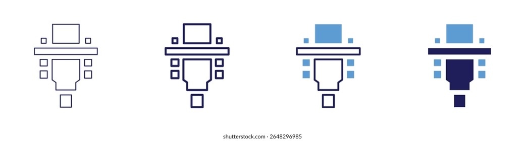 Cable holder icon in 4 different styles. Thin Line, Line, Bold Line, Duotone. Duotone style. Editable stroke.