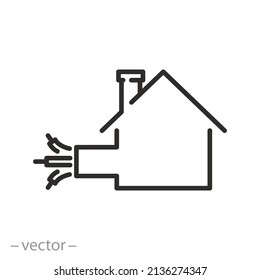 Cable Home Internet Icon, Ftth Technology, Fiber Or Optic Connector, Thin Line Symbol On White Background - Editable Stroke Vector Illustration