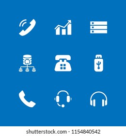 cable icon. 9 cable set with phone call, headphones, usb and old telephone vector icons for web and mobile app