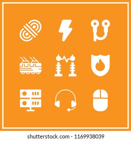 cable icon. 9 cable vector set. firewall, headphones, server and mouse icons for web and design about cable theme