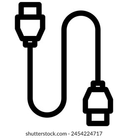 cable icon with black outline style