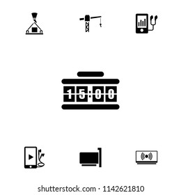 Cable icon. collection of 7 cable filled icons such as construction crane, mp3 player, phone and earphones, digital clock. editable cable icons for web and mobile.