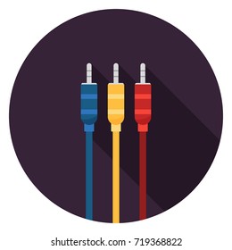 Cable icon. Illustration in flat style. Round icon with long shadow.