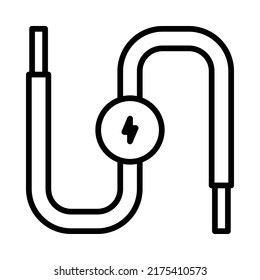 Cable Icon. Line Art Style Design Isolated On White Background