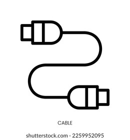 cable icon. Line Art Style Design Isolated On White Background