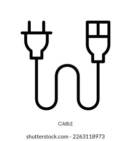 cable icon. Line Art Style Design Isolated On White Background