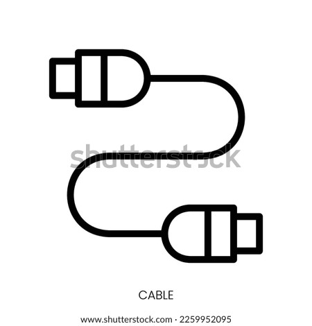 cable icon. Line Art Style Design Isolated On White Background