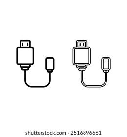 Icono de cable. Línea estilo Duotone, carrera editable. cable, jack, ethernet, conexión usb, hdmi, conector jack, vga, cables, cable usb, cable vga.