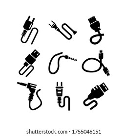 Kabel-Symbol oder Logo einzeln auf Zeichen, Vektorgrafik - Sammlung von hochwertigen Vektorsymbol in schwarzem Stil
