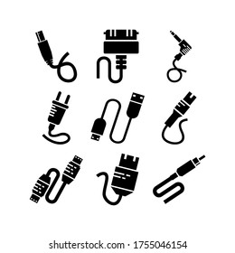 icono de cable o logotipo símbolo de signo aislado ilustración vectorial - Colección de iconos vectoriales de estilo negro de alta calidad
