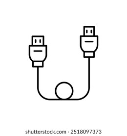 cable icon. Outline style design isolated on white background