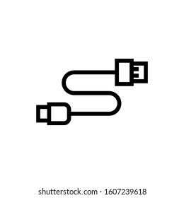 Cable icon in outline style on white background, for website design, mobile application, logo, ui