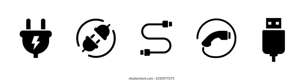 Cable icon. Cable icon set.