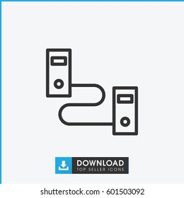 cable icon. simple outline cable vector icon. on white background.