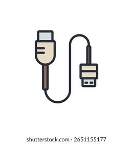 cable icons isolated on White Background. Flat style design,symbol collection