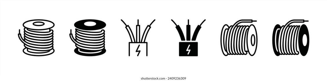 Cable icons set. Electrical wires and cables icon sign and symbol. Vector illustration