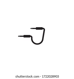 concepto del logotipo de la toma de cable. Letra J ilustración vectorial de alfabeto. Plantilla de diseño del logotipo de ondas de audio. Aislado, equipo de audio, sistema de sonido, instrumento. Blanco y negro