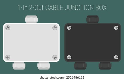 Caja de conexiones de cable. Conjunto de cajas eléctricas de PVC con glándulas de cable