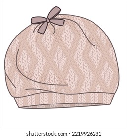 CABLE KNIT BOBBLE WINTER CAP IN EDITABLE VECTOR