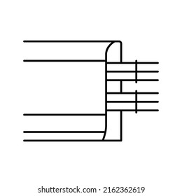 cable laying in skirting board line icon vector. cable laying in skirting board sign. isolated contour symbol black illustration