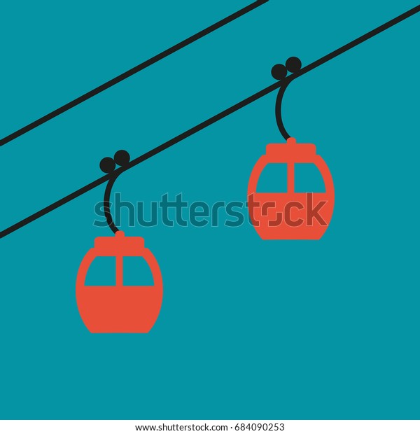 Cable lift icon for ski and winter sports.\
Design for tourist catalog, maps of the ski slopes, placard,\
brochure, flyer, booklet. Vector\
illustration.