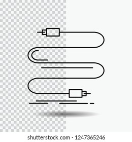 Cable Line Icon on Transparent Background. Black Icon Vector Illustration