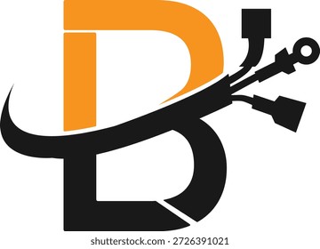 Design do logotipo do cabo. Design do logotipo da tomada. Design do logotipo LB