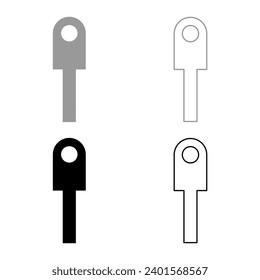 Cable lug electrical contact and wire club connector bolt connection crimp terminal set icon grey black color vector illustration image solid fill outline contour line thin flat style