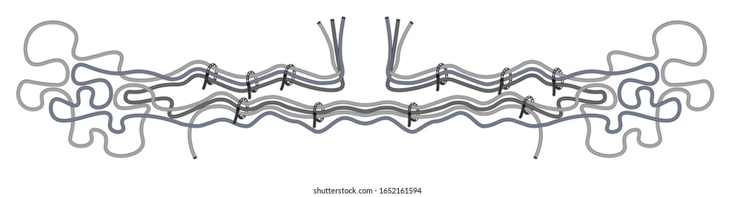 Cable management - decorative element. Vector illustration isolated on white.