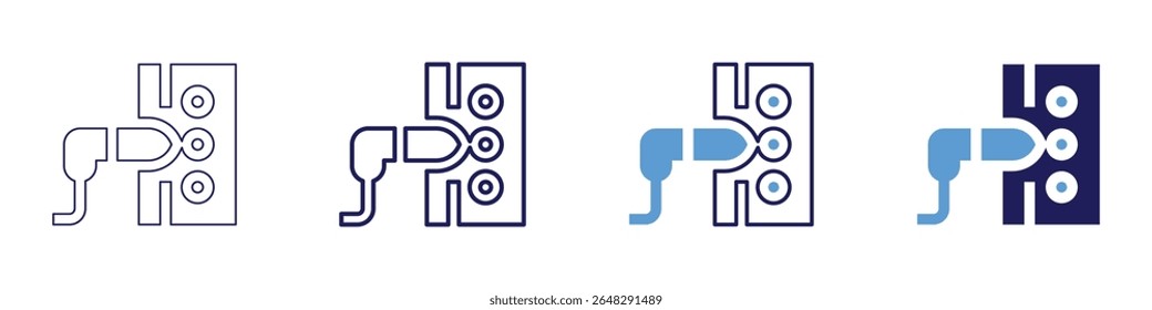 Cable modem icon in 4 different styles. Thin Line, Line, Bold Line, Duotone. Duotone style. Editable stroke.