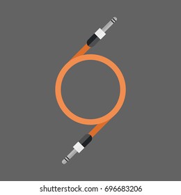 Cable Musical Wire Icon Music Connector Equipment Flat Vector Illustration