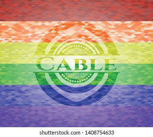 Cable on mosaic background with the colors of the LGBT flag