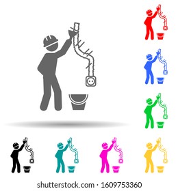Cable, patch up worker multi color style icon. Simple glyph, flat vector of construction people icons for ui and ux, website or mobile application