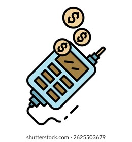Cable payment terminal icon. Outline cable payment terminal vector icon color flat isolated