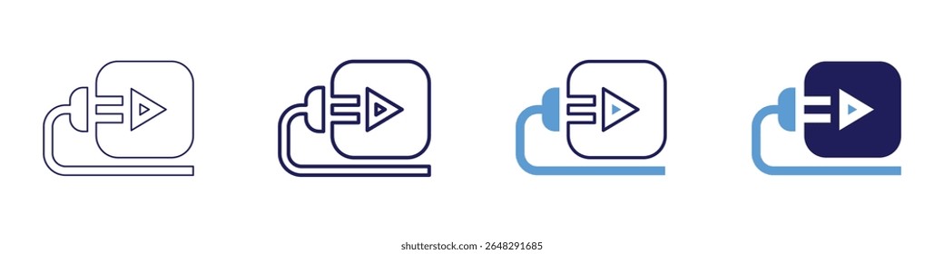 Cable port icon in 4 different styles. Thin Line, Line, Bold Line, Duotone. Duotone style. Editable stroke.