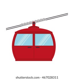 cable railway transport cabine snow winter elevator vector graphic isolated illustration