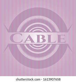 Cable retro style pink emblem. Vector Illustration. Detailed.