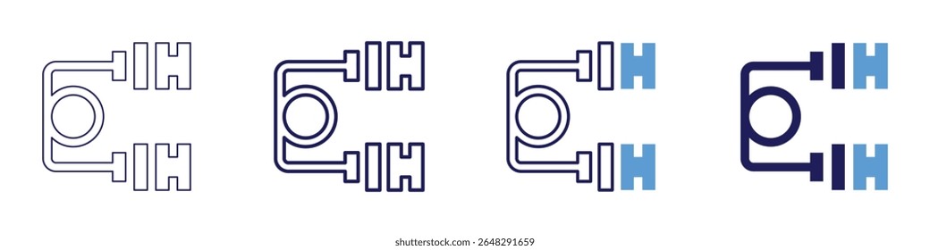 Cable router icon in 4 different styles. Thin Line, Line, Bold Line, Duotone. Duotone style. Editable stroke.