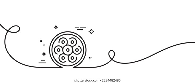 Cable section line icon. Continuous one line with curl. Optic fiber sign. Internet network wire symbol. Cable section single outline ribbon. Loop curve pattern. Vector