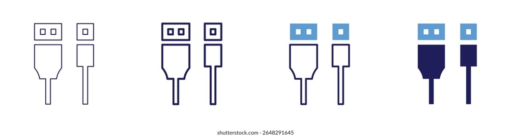 Cable service icon in 4 different styles. Thin Line, Line, Bold Line, Duotone. Duotone style. Editable stroke.