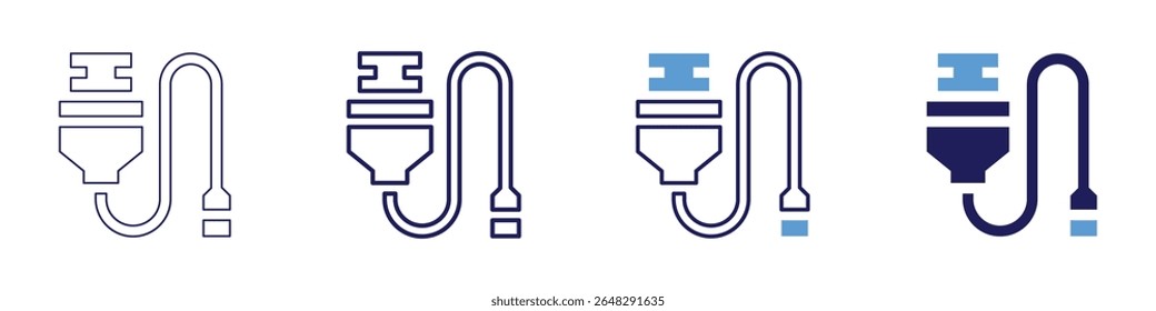 Cable signal icon in 4 different styles. Thin Line, Line, Bold Line, Duotone. Duotone style. Editable stroke.
