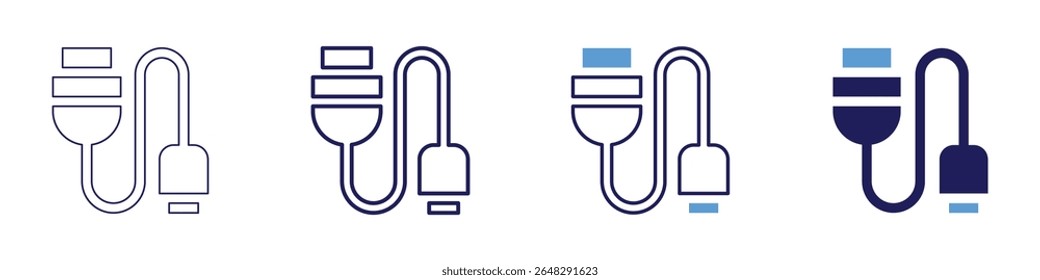Cable standards icon in 4 different styles. Thin Line, Line, Bold Line, Duotone. Duotone style. Editable stroke.