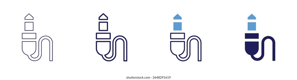 Cable station icon in 4 different styles. Thin Line, Line, Bold Line, Duotone. Duotone style. Editable stroke.