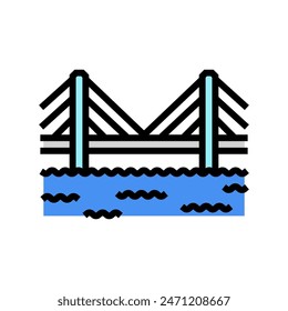 cable stayed bridge color icon vector. cable stayed bridge sign. isolated symbol illustration