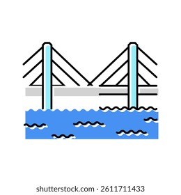 cable stayed bridge color icon vector. cable stayed bridge sign. isolated symbol illustration