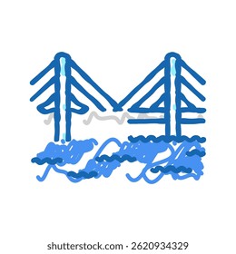 cabo ficou ponte ícone doodle esboço vetor. cabo ficou ponte sinal. símbolo isolado ilustração