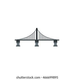 Cable stayed bridge icon in flat style on a white background